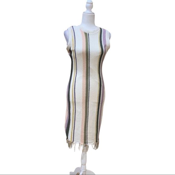 NWT Cupcakes & Cashmere Dress woven fringe hem sleeveless - Picture 3 of 14